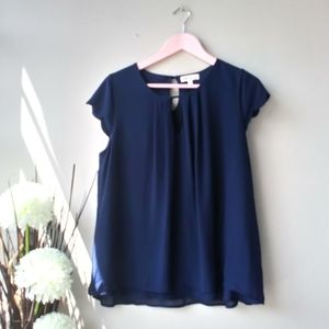Faith and Joy Navy Blue Chiffon Blouse